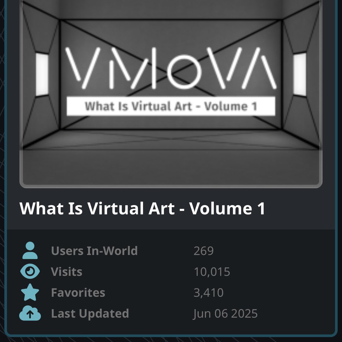 vmova_org's tweet photo. 10k+! Thank you for your visits!🥰
We are extremely honored to see that you are enjoying our new exhibition. If you like the experience, please share it with your friends!
#VMoVA #WhatIsVirtualArt https://t.co/cKW98gyNLc
