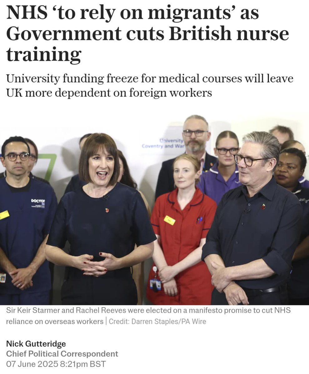 MigrationWatch's tweet image. Remember, the reason why the the NHS  increasingly relies on migrants is because we won’t train enough British doctors and nurses, and fall back on cheaper medics from countries that have an even greater need. Scandalous.
