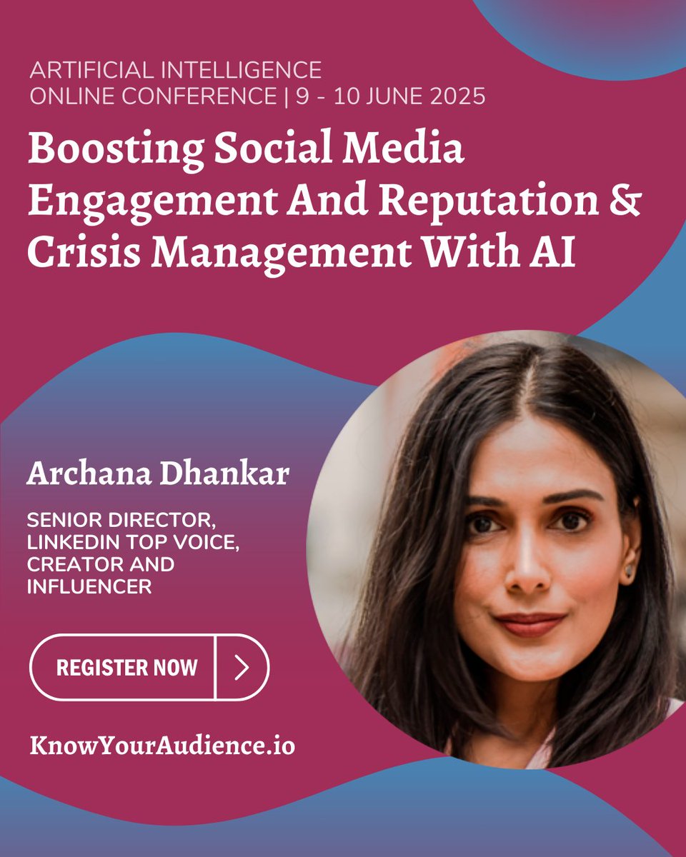 KYAEducation's tweet photo. ⚡📲 AI can be your social media superpower: Boost engagement, dodge crises. 

Join Archana to learn how. 

Book Now ➡️ https://t.co/gAfV3chSGK https://t.co/Y5ucXoPAh8