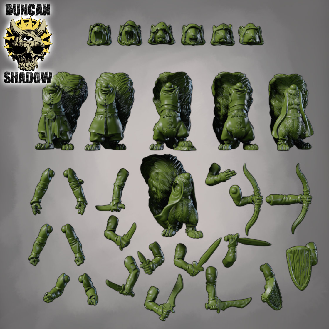 2x Squirrel folk multipart kits 
I've also done a extra head set to give even more options