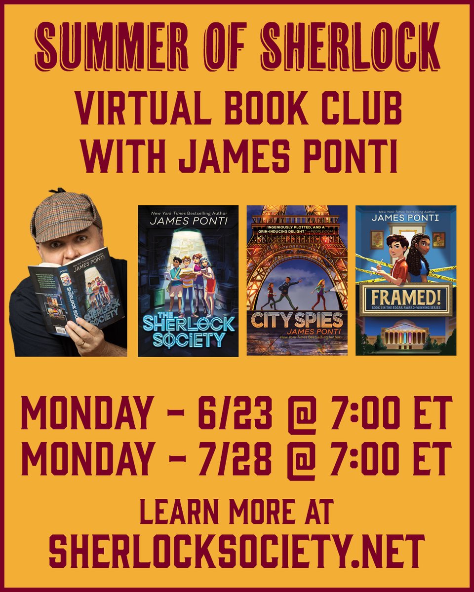 Have you ever been in a book club and wished the author was there to answer questions? I'll be hosting a virtual book club to discuss my books. It's perfect for readers of all ages and completely free. Find out more at SherlockSociety.Net or sign up at shorturl.at/91u5Y