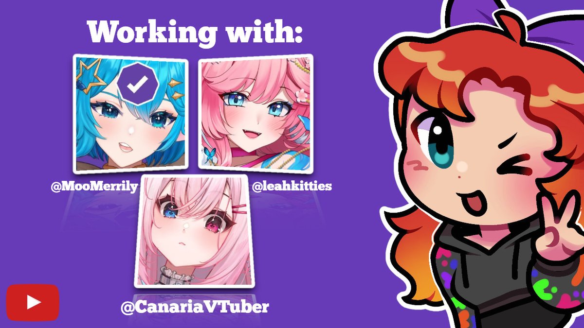 I'm now a YouTube Manager / Editor for: 

✨ <a href="/MooMerrily/">Moo Merrily 🐮 💫 Starry Cow VTuber</a> <a href="/leahkitties/">Leahkitties 🦋</a> and <a href="/CanariaVTuber/">Cana🦋</a> ✨