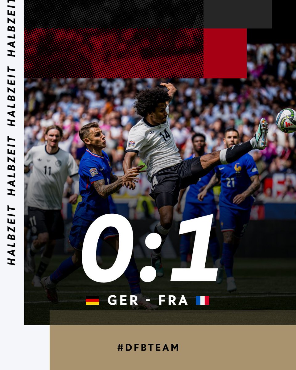 Bitter. Aber noch ist nichts entschieden! 💪
Weitermachen in Halbzeit 2! 🔥

🇩🇪 #GERFRA #dfbteam 
📸 DFB/Philipp Reinhard