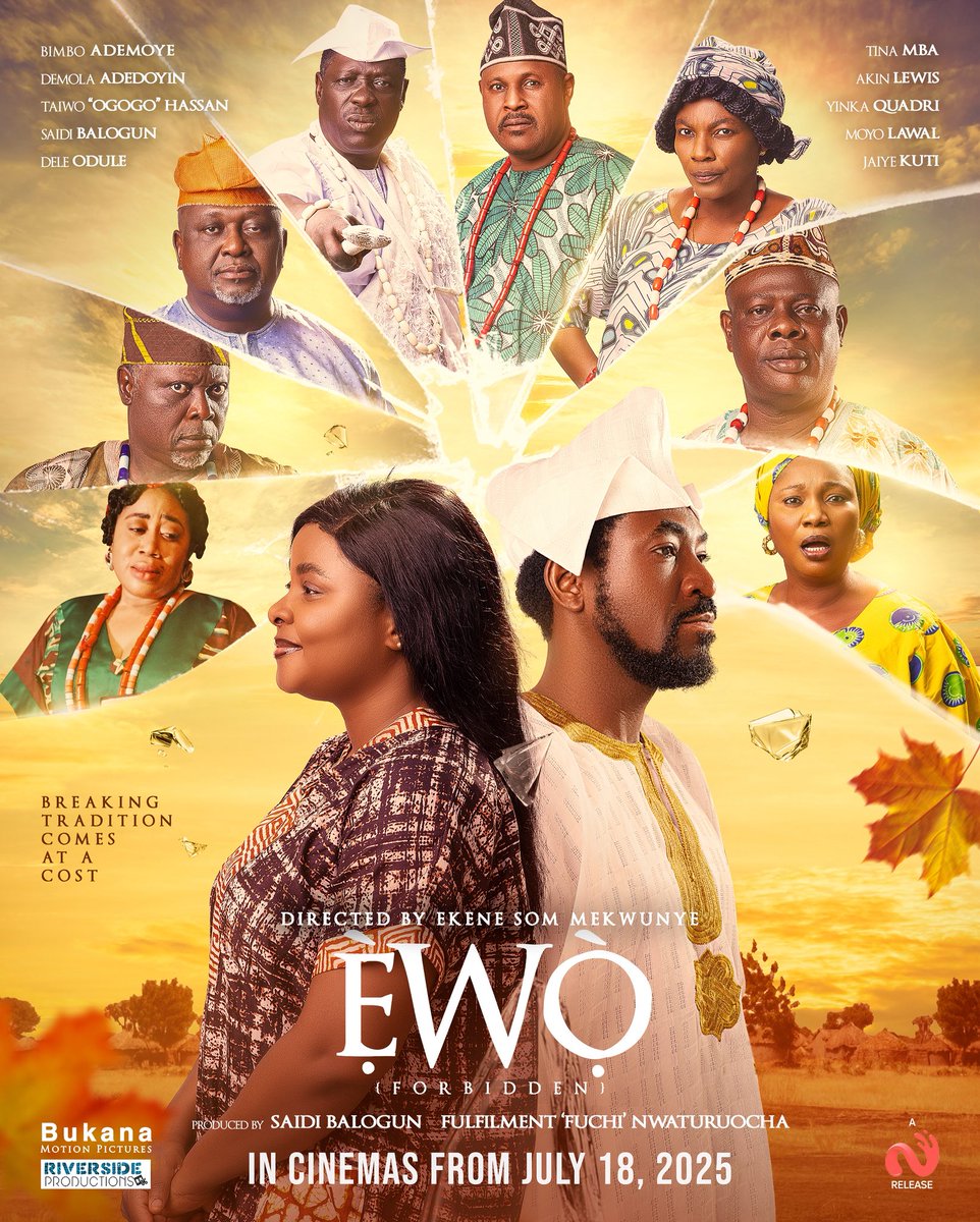 🚨 BREAKING NEWS 🚨
Riverside productions and Nile Entertainment is proud to announce the theatrical release of Èwò (Forbidden) — a gripping Yoruba thriller that dives deep into tradition, sacrifice.  This is another masterpiece from Saidi Balogun (<a href="/saidibalogun/">Saidi Balogun</a>), Ekene Som