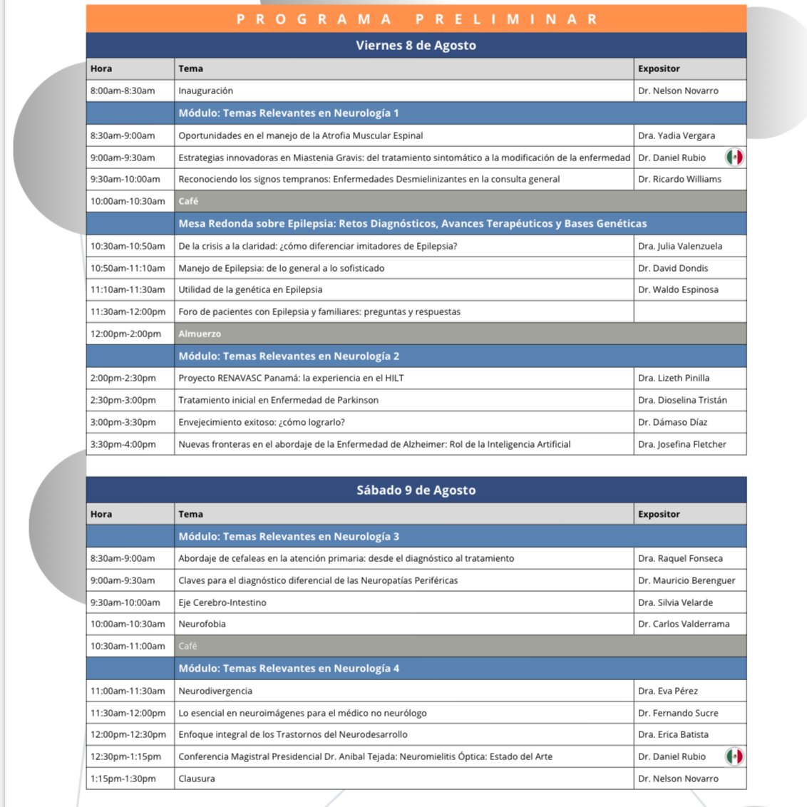 APANEoficial's tweet photo. Anunciamos nuestro tercer curso de actualización en Neurología (CANE) , este año a llevar a cabo en el Hotel Cubitá en Chitré para las fechas 8 y 9 de agosto de 2025. Contará con aval del Colegio Médico Nacional. Para incripciones escribir a neurologiapanama@gmail.com https://t.co/CJNTq94FZ2