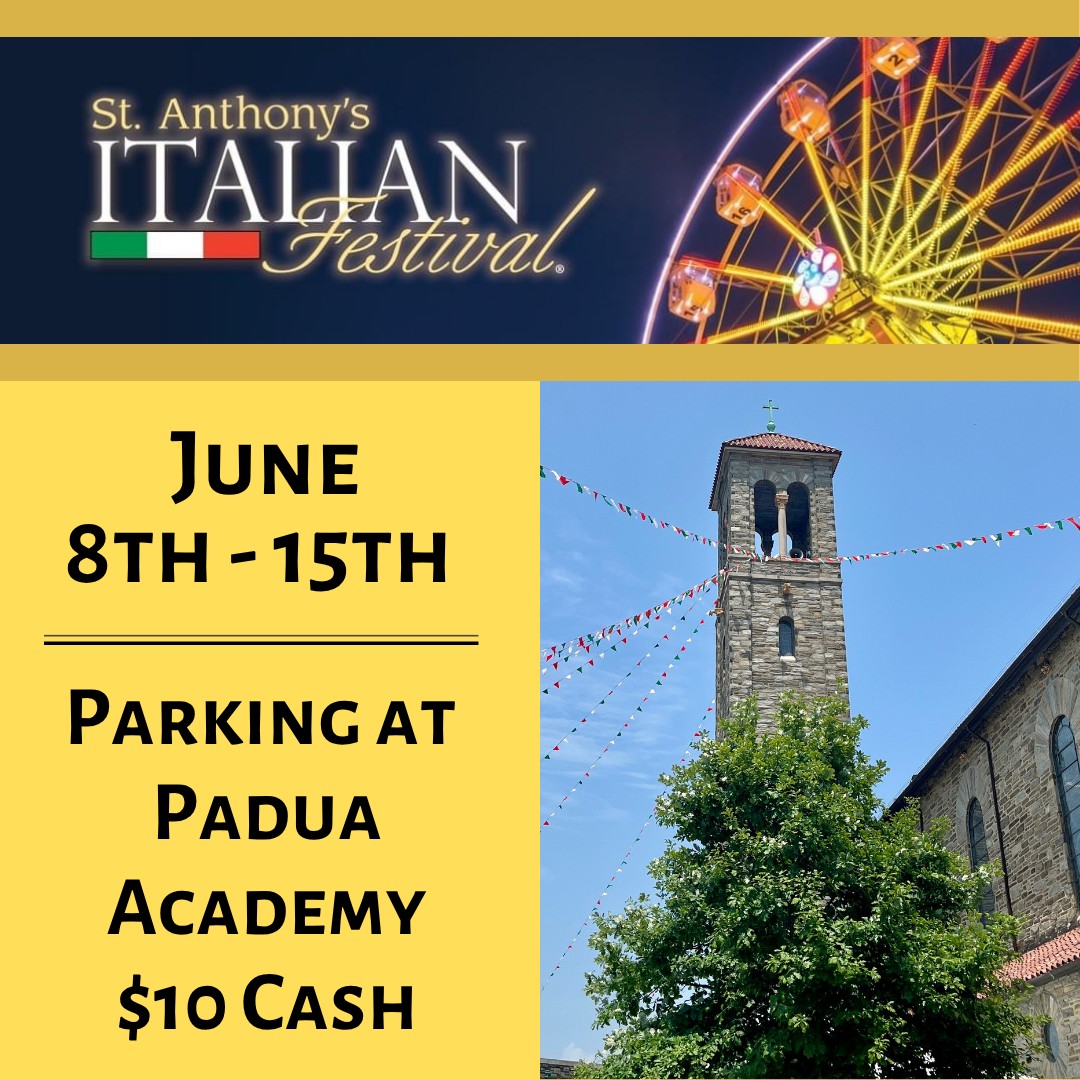 Heading to the Italian Festival &amp; need parking? Support Padua Athletics AND get a great parking spot for the Italian Festival by parking at Padua Academy - only $10 cash! Entrance on N. Rodney Street between 9th and 10th.  Our Pandas appreciate your contribution!  🇮🇹🖤💛 🐼