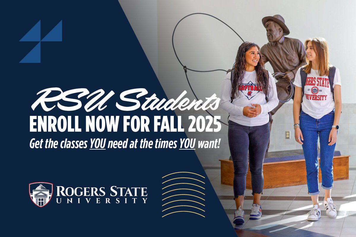 RSU Students: There’s no better time than right now to enroll for your fall 2025 classes! Find your advisor and book an appointment at rsu.edu/advising. Don't forget to take advantage of our block tuition plan to graduate on time and save money. #rsu #rogersstate #hillcats