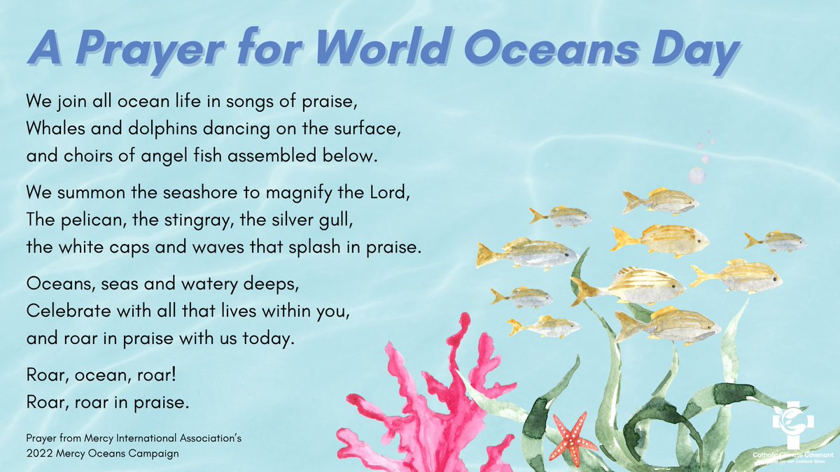 This #WorldOceansDay 🌊 we join the seas in praise and in protest. As climate change threatens marine life, we are called to care for God’s creation. Let faith move us to protect our oceans and all who depend on them! #EcoCatholic