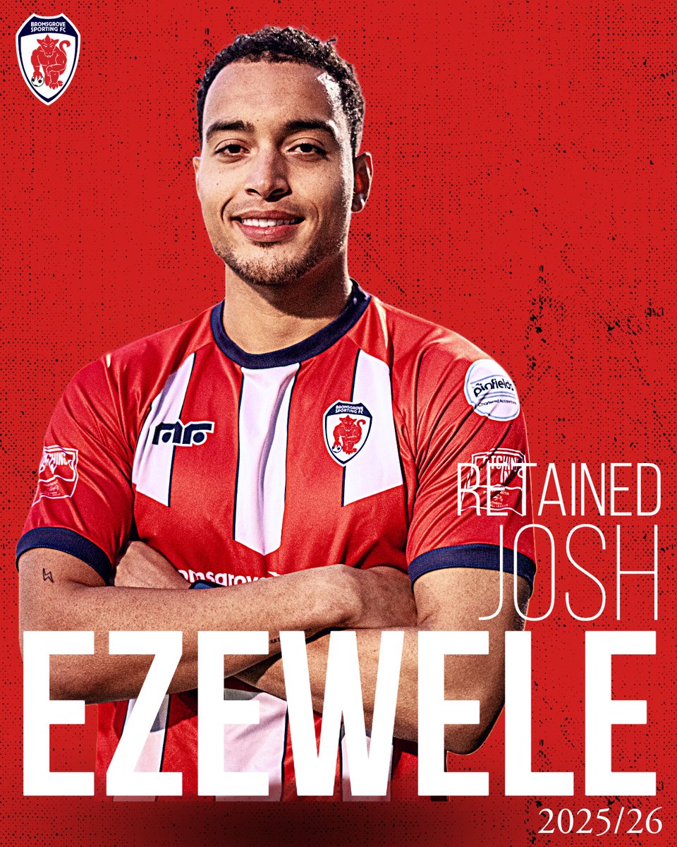 PLAYER NEWS: We are pleased to announce that defender Josh Ezewele has been retained for the 2025/26 season!

Last season, <a href="/JoshEze_/">Josh</a> put in some great shifts before injury cruelly cut his campaign short - we're excited to see him play for us again!

#Rouslers #BackBromsgrove ❤️💚