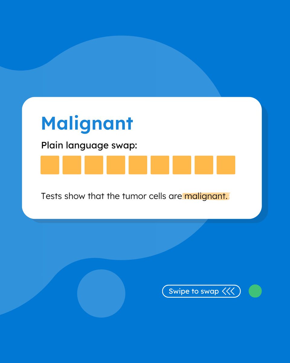 HealthLitMedia's tweet image. 🧠 In honor of #WorldBrainTumorDay, let’s play #PlainLanguageWordSwap. Swipe to see simpler, more common words our #PlainLanguage team might use when reviewing material on #braintumors. #HealthLiteracy