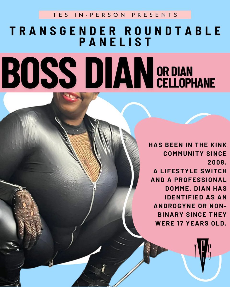 Excited to welcome Boss Dian (@cellophaneswitch) to our Transgender Round Table on June 12! Hear their insights on safety, community, &amp; transformation in the Trans BDSM scene. #TransgenderRoundTable #Pride #TransVoices