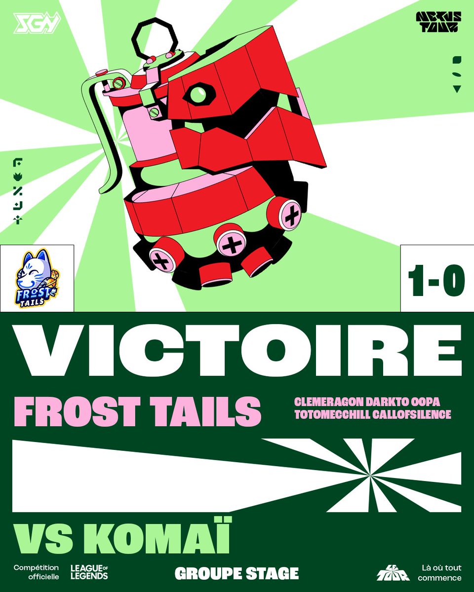 SGN (@student_gn) on Twitter photo Une victoire assez expeditive de <a href="/FrostTails/">Frost Tails 🕺</a>, un Trundle a surveiller de près !
Direction les matchs retours de cette étape 3 du #NexusTour après une courte pause, toujours sur twitch.tv/studentgn Une victoire assez expeditive de <a href="/FrostTails/">Frost Tails 🕺</a>, un Trundle a surveiller de près !
Direction les matchs retours de cette étape 3 du #NexusTour après une courte pause, toujours sur twitch.tv/studentgn
