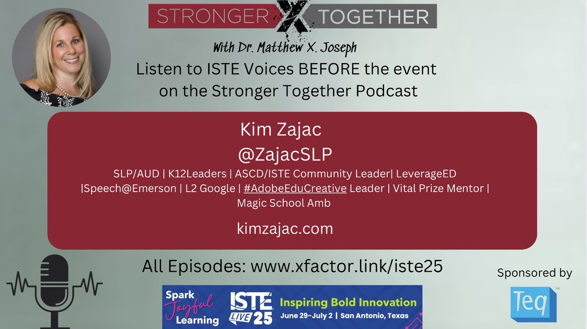 Dr. Matthew X. Joseph (@matthewxjoseph) on Twitter photo It was great to connect with <a href="/ZajacSLP/">Kim Zajac ✈️ Tech & Learning ✈️ISTELIVE25 🚗 ACTEM</a> as we kick off the #strongertogether podcast focused on #ISTE voices.
Check our Kim's sessions and excitement
Watch: youtu.be/mpNczSKvnEg
Listen: open.spotify.com/episode/5zOK6B…
<a href="/rlfreedm/">Rayna Freedman, Ed.D, 🚗#edtechteacher</a> <a href="/WickedDecent/">Dan Ryder will be presenting at EduCon and SXSWedu</a> <a href="/TeacherWinters/">Matthew Winters</a> <a href="/ISTEofficial/">ISTE</a> It was great to connect with <a href="/ZajacSLP/">Kim Zajac ✈️ Tech & Learning ✈️ISTELIVE25 🚗 ACTEM</a> as we kick off the #strongertogether podcast focused on #ISTE voices.
Check our Kim's sessions and excitement
Watch: youtu.be/mpNczSKvnEg
Listen: open.spotify.com/episode/5zOK6B…
<a href="/rlfreedm/">Rayna Freedman, Ed.D, 🚗#edtechteacher</a> <a href="/WickedDecent/">Dan Ryder will be presenting at EduCon and SXSWedu</a> <a href="/TeacherWinters/">Matthew Winters</a> <a href="/ISTEofficial/">ISTE</a>