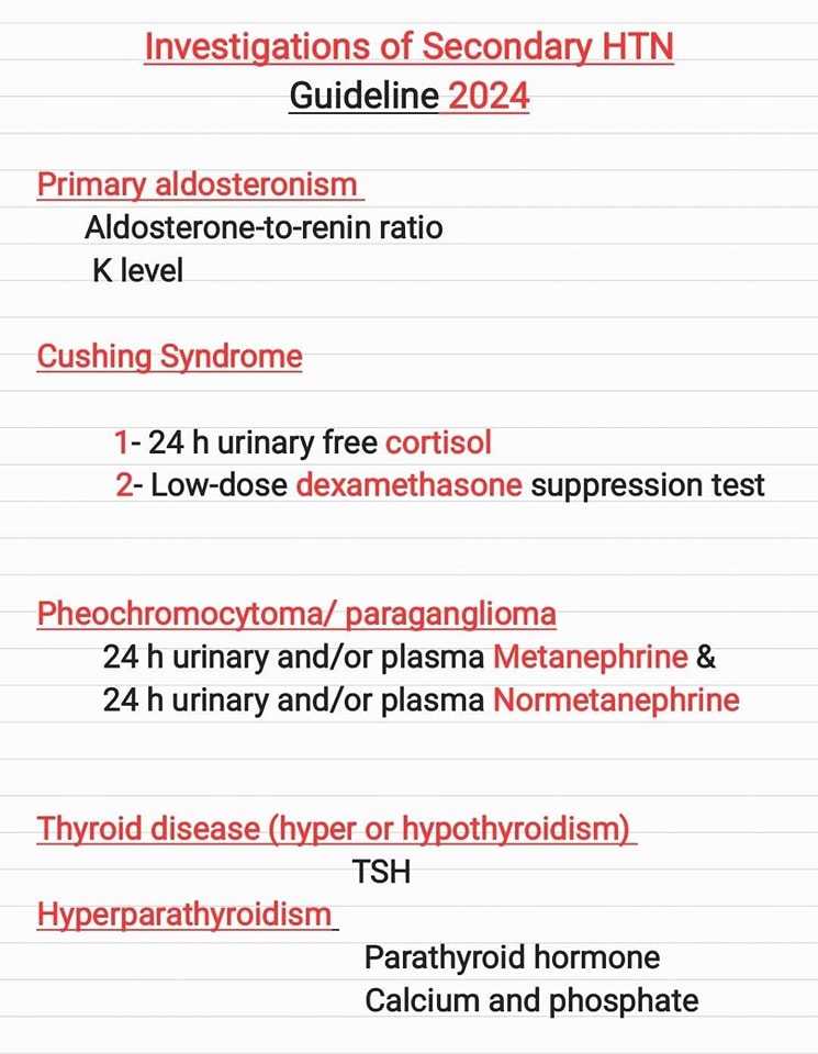ZHeart11768530's tweet photo. 🔴Investigations of Secondary Hypertension Guideline 2024⤵️🔹✅

 #Cardiology #FOAMed #MedEd #medstudent #paramedic #Cardiology #CardioEd #medtwitter #meded #CardioTwitter #cardiotwiteros  #MedX #cardiovascular #MedTwitter #medical #medEd #cardiotwitter #medicineball #GDMT #HFrEF https://t.co/2sjSr0X678
