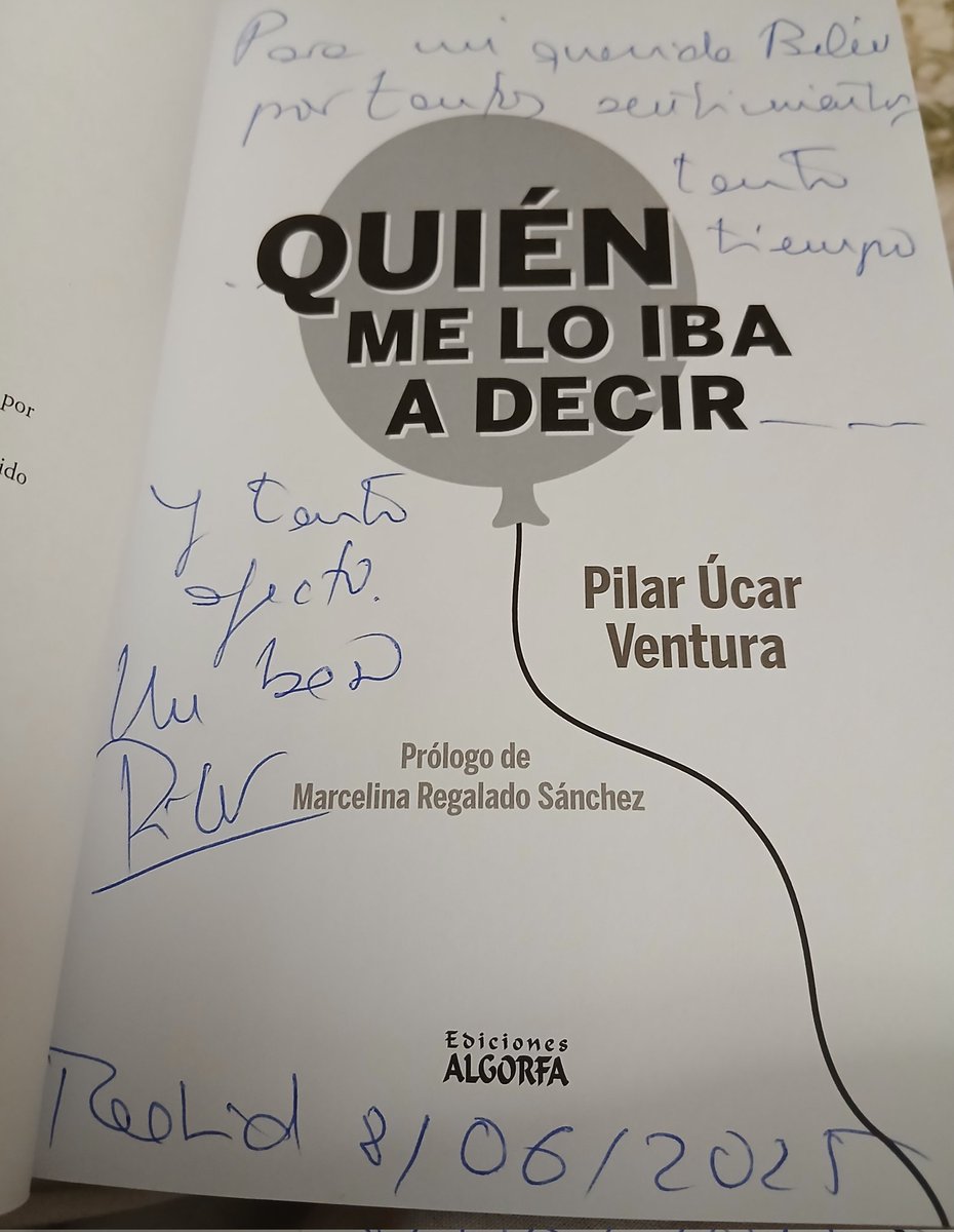 bnovoa's tweet photo. ¡Qué ilusión! Tener un libro 📚dedicado  por  Pilar Ucar✍️ en la #FeriadelLibro2025
¡Todo un lujo! Gracias Pilar https://t.co/0e1BCGNP5P