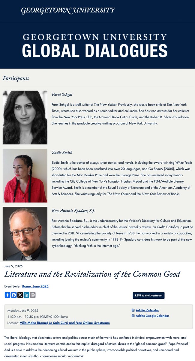 Antonio Spadaro (@antoniospadaro) on Twitter photo Domani inizia il congresso “Human Fraternity in a Divided World: Writers Engage the Legacy of #PopeFrancis”. E domani ci sarà anche questo panel al quale parteciperò con <a href="/ZadieSmith/">White Teeth</a> e <a href="/parul_sehgal/">Parul Sehgal</a> . “#Literature and the Revitalization of the Common Good" 📌Qui il programma Domani inizia il congresso “Human Fraternity in a Divided World: Writers Engage the Legacy of #PopeFrancis”. E domani ci sarà anche questo panel al quale parteciperò con <a href="/ZadieSmith/">White Teeth</a> e <a href="/parul_sehgal/">Parul Sehgal</a> . “#Literature and the Revitalization of the Common Good" 📌Qui il programma