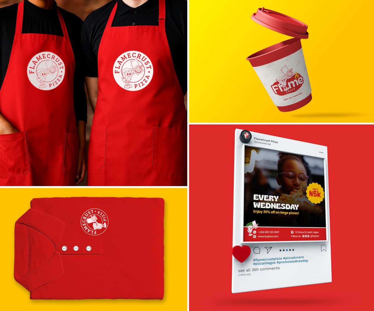 rayyadesigns's tweet photo. This week, in the #DesignForgeCommunity, I worked on a pizza brand & created a full brand identity for FlameCrust Pizza
I also landed my first full-time international job. Feeling grateful & motivated 😌 Here's to more growth & wins ahead
Full project in portfolio, link in bio https://t.co/EqFEKcXEiq