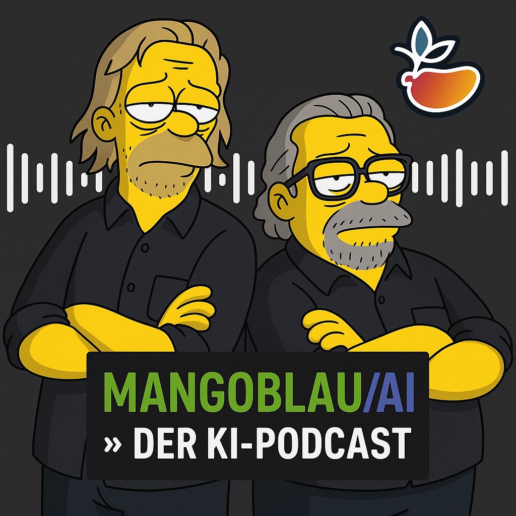 AxelBerger's tweet photo. Was machen wir eigentlich mit all der Zeit, die KI uns schenkt? In der neuen MANGOBLAU/AI-Podcastfolge philosophieren Dennis &amp; ich über den Mehrwert durch KI-Tools – und warum diese Folge so ein verschlafenes 😴 Titelbild hat … 😂

👉 Hör jetzt auf Spotify rein https://t.co/PgKlPS3sHv