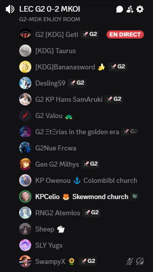 Nos samouraïs sont réunis sur Paris, sur Lyon, sur discord ! 

C'est parti pour le plus grand reverse sweep de l'histoire ! ⚔️

#G2WIN #G2ARMY