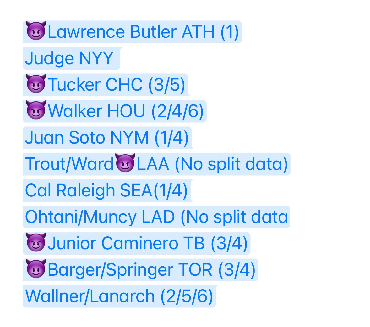 GriMeZT1's tweet image. #GamblingX #MLBHR #ThreadTheNeedle
Numbers on the side of names are the batting orders that pitchers give up the most power to.
