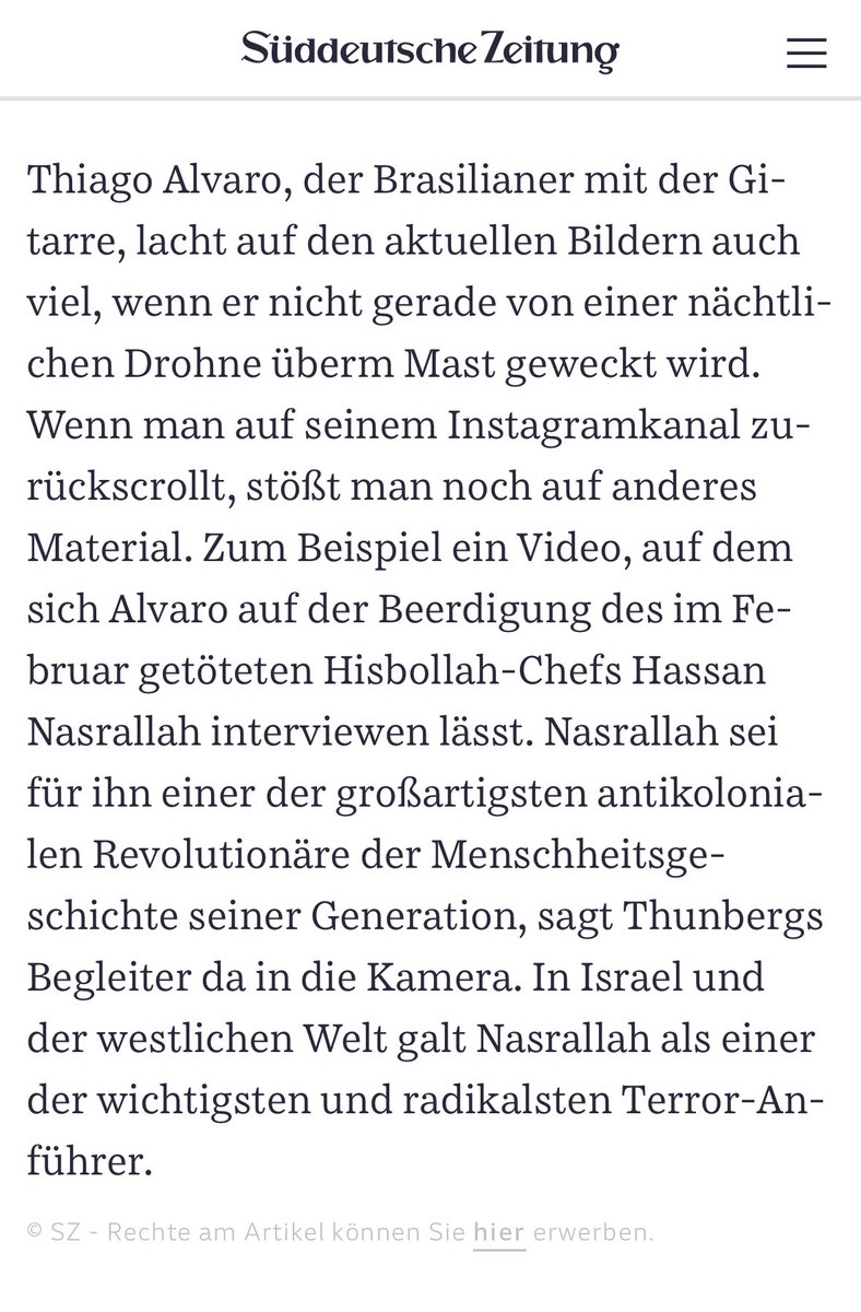 Greta Thunberg segelt mit Freunden der Hisbollah nach Gaza, um gegen „israelischen Kolonialismus“ zu kämpfen. Was für ein bizarrer Fiebertraum. sueddeutsche.de/politik/thunbe…