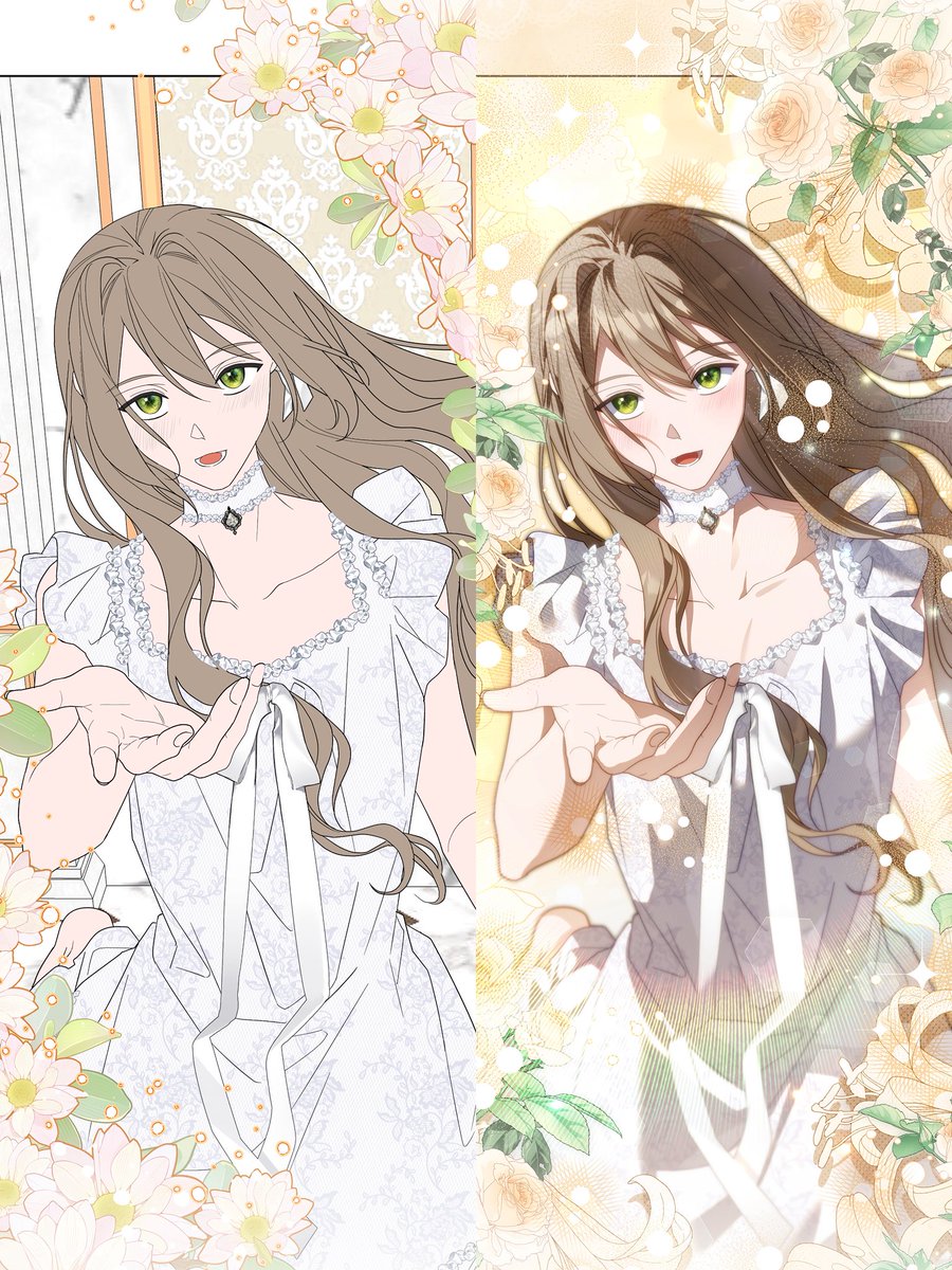 [대공의 목줄...어디갔지?] 미리보기 27화가 업로드되었다는 소식~
와! 작화에 정말 많은 힘을...쏟았습니다. 포인트컷이나 그리기 어려운 컷들이 정말 많아서 콘티할때는 즐거웠지만 그게 다! 업보로 돌아오고 말았죠..
열심히 그린 컷 포인트컷 선화-완성 비교~
naver.me/FbOpQhaQ