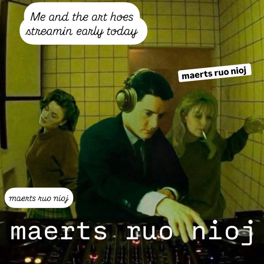 Bigdumdog_'s tweet image. Me and my girls ended up at the black lodge and talkin backwards or some shit now we streamin on twitch w yo punk ass catch it #twitchclip #livestreamer #livestreaming #smallstreamer #astralprojection #dreammanifestation #mysourceisimadeitthefuckup #twinpeaks MAERTS RUO NIOJ