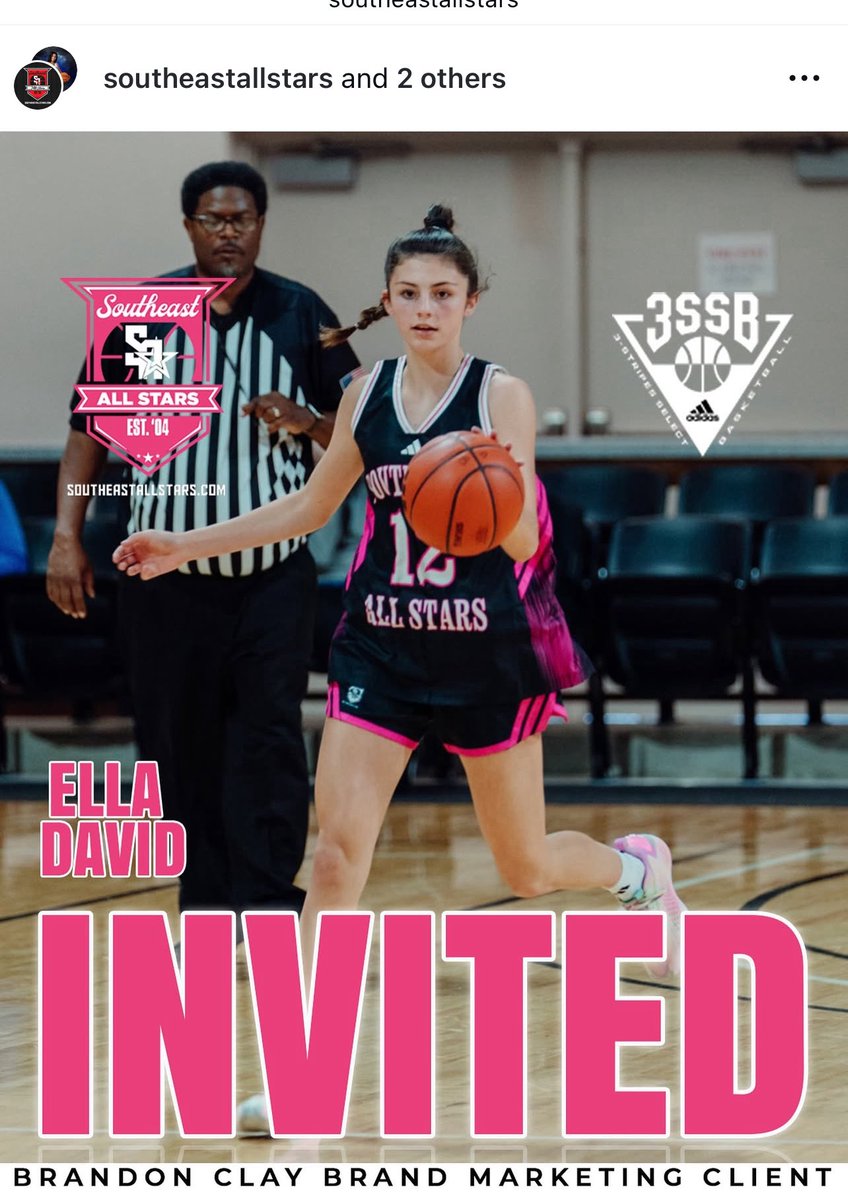 Southeast All Stars (@southeastastars) on Twitter photo ‘29 G Ella David of Southeast All Stars / Oconee (GA) is one of ONLY 80 players in America to receive an <a href="/3SSBGCircuit/">3Stripes Select Basketball Girls Circuit</a> 2025 Junior All American Camp invite. David, a <a href="/bclaymarketing/">Brandon Clay Brand Marketing</a> client, will officially take part in the exclusive trip to California in October. #BClayMarketing ‘29 G Ella David of Southeast All Stars / Oconee (GA) is one of ONLY 80 players in America to receive an <a href="/3SSBGCircuit/">3Stripes Select Basketball Girls Circuit</a> 2025 Junior All American Camp invite. David, a <a href="/bclaymarketing/">Brandon Clay Brand Marketing</a> client, will officially take part in the exclusive trip to California in October. #BClayMarketing