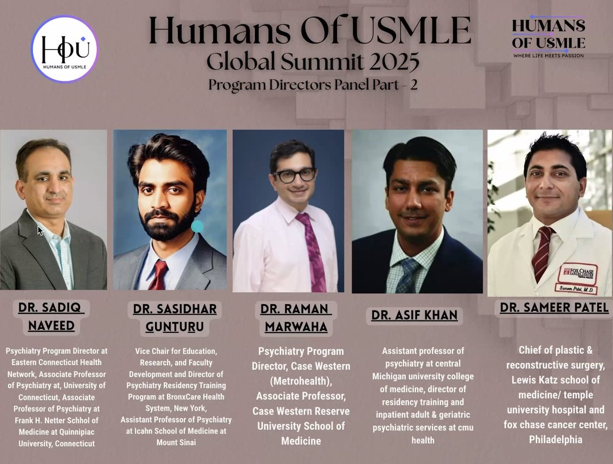 Joined as Panelist on Psychiatry Program Director at "Humans of USMLE - Global Summit 2025"