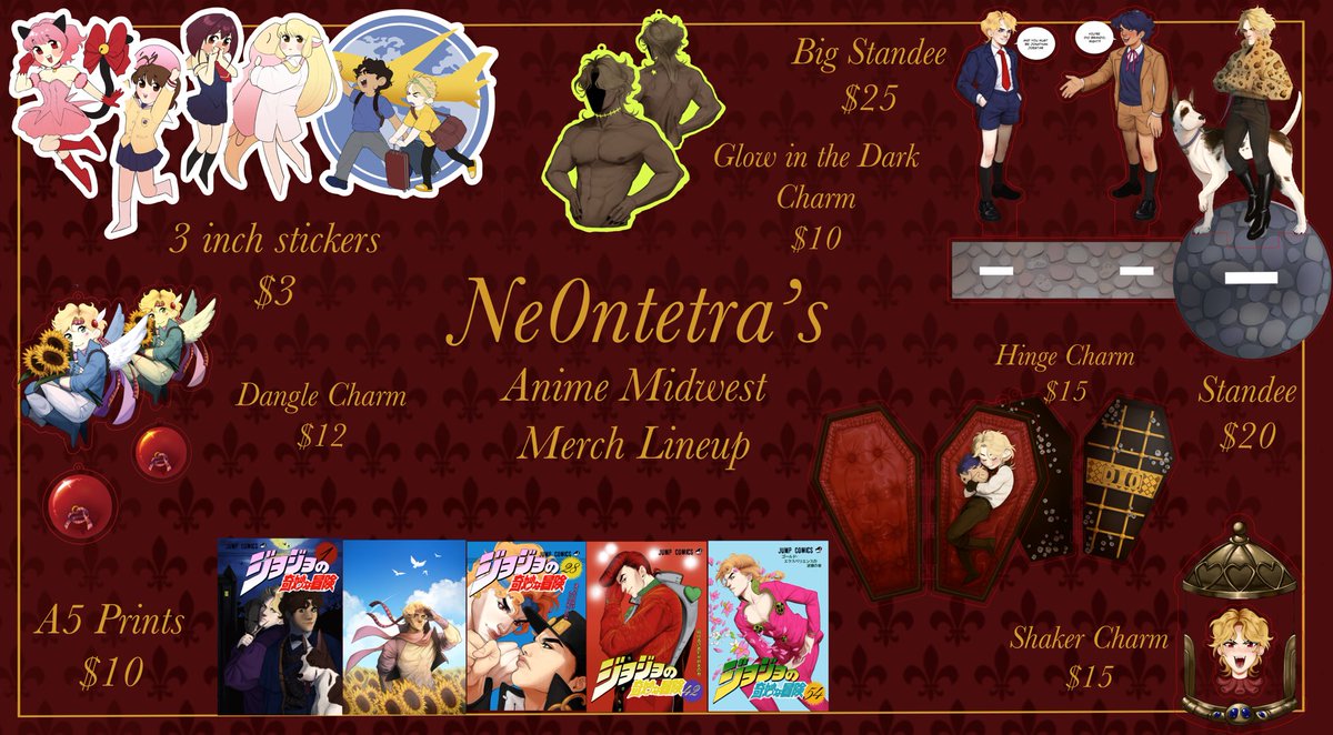 All the merch I will be bringing with me to anime Midwest next month! If you’re going to be there come say hi! 

All merch not sold that weekend will be available for purchase afterwards🫶