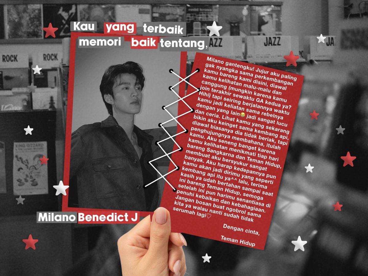 Like you said, I’m like a firework—calm at first, then bursting bright.
I know my time with you was short, but I hope I made you smile while I was around. Thank you so much ya bang gara, bang ezra dan mba ayu. Itu awal malu malu karena belum kenal karena saya cloter 2 give away