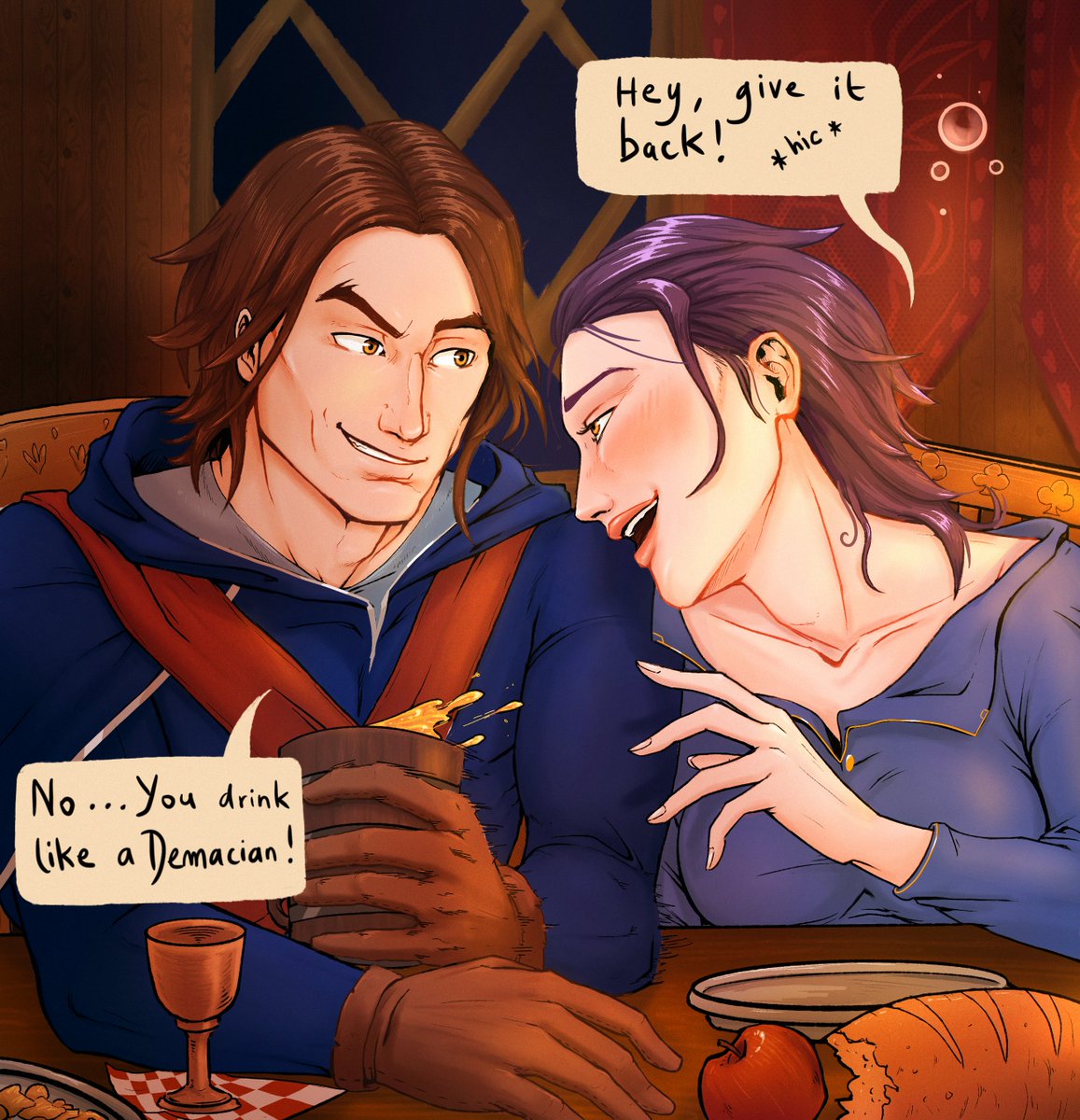 They say Demacians can't hold their liquor... 🥴
#Quinn #Talon #LeagueOfLegendsFanArt