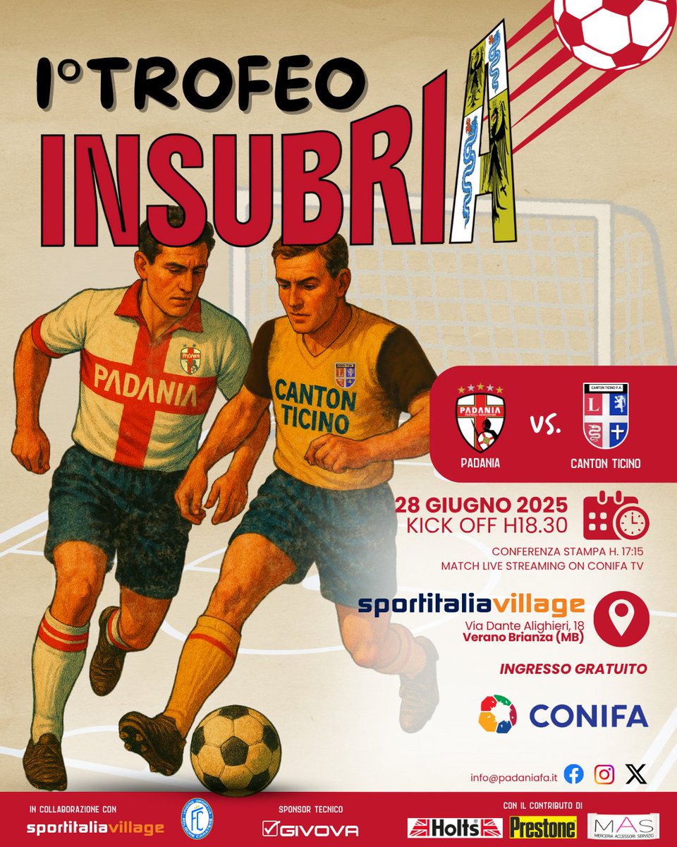 𝟏ª 𝐄𝐝𝐢𝐳𝐢𝐨𝐧𝐞 – 𝐓𝐫𝐨𝐟𝐞𝐨 𝐈𝐧𝐬𝐮𝐛𝐫𝐢𝐚: 𝐥𝐚 𝐏𝐚𝐝𝐚𝐧𝐢𝐚 𝐭𝐨𝐫𝐧𝐚 𝐢𝐧 𝐜𝐚𝐦𝐩𝐨!
Guarda il post sulla nostra pagina instagram per scoprire il programma della giornata.

instagram.com/p/DKpMindN53y/…

<a href="/GIVOVAofficial/">GIVOVA</a> <a href="/CONIFAOfficial/">CONIFA</a>