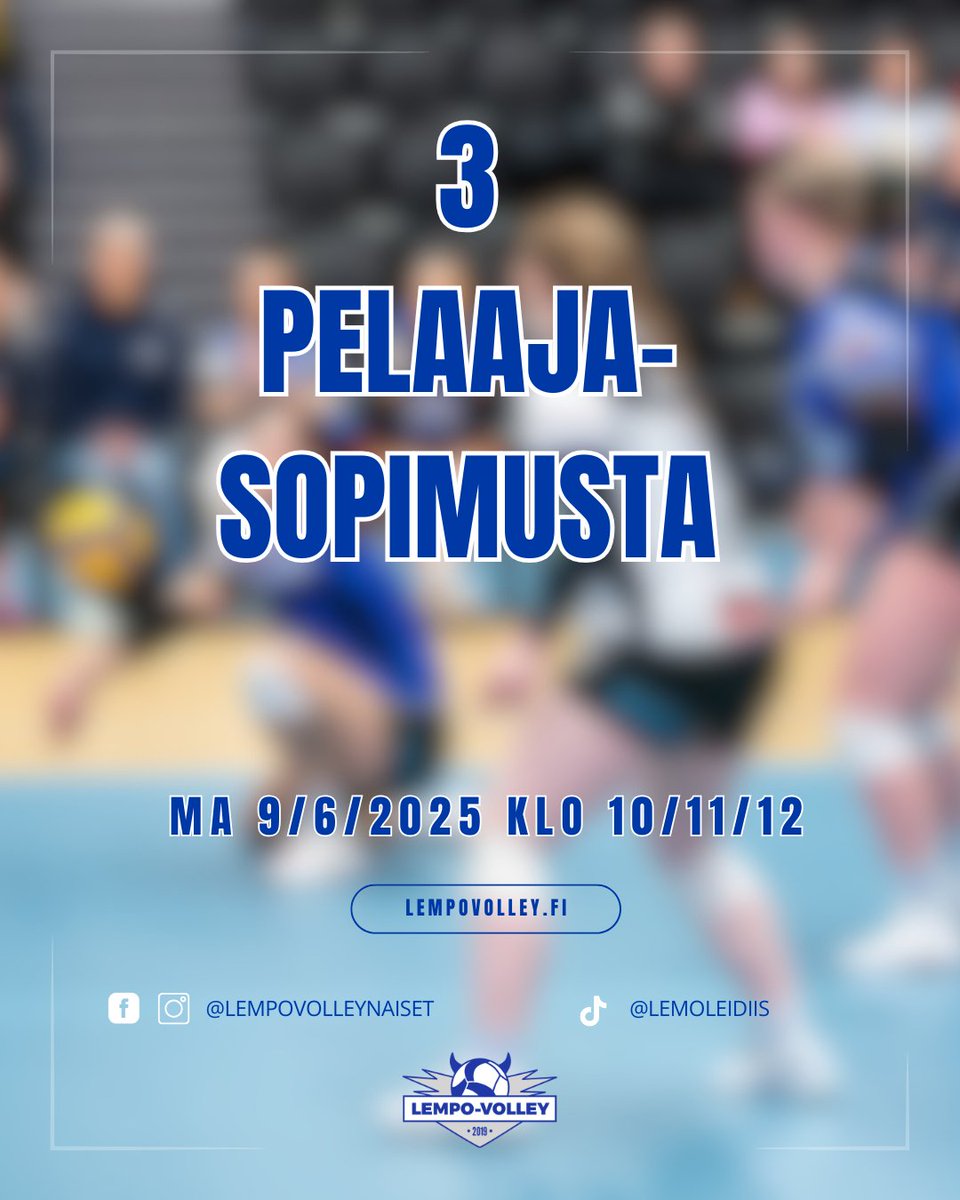 Huomenna ensimmäiset 3 sopimusta julki Lempon naisten 1-sarjajoukkueeseen 2025-26💥 
10:00 🇺🇸
11:00 🐻
12:00 🐢
Stay tuned 😎
#lentopallo #lempäälä #lempovolley