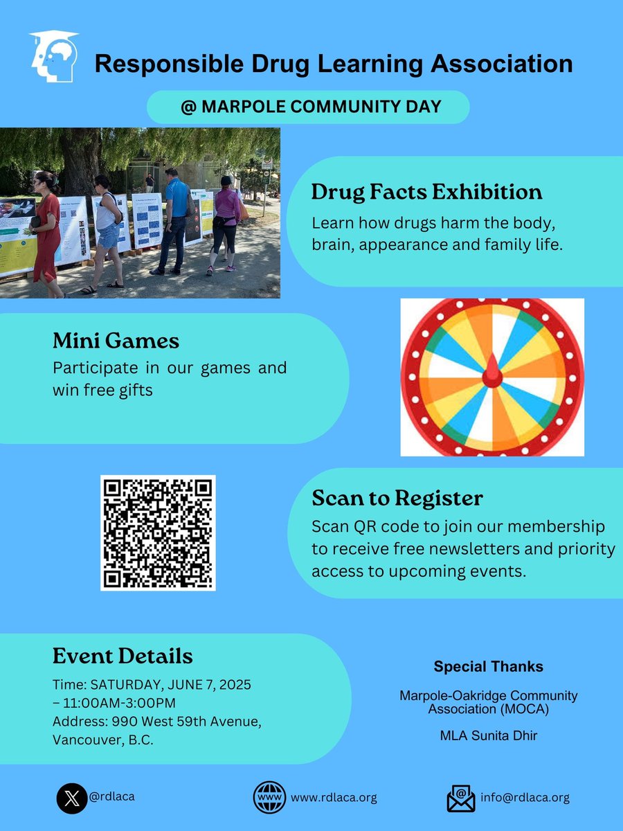 Yesterday at Marpole Community Day, over 200 people visited our RDLA booth to learn about our cause and join in interactive games. Thank you to everyone who made it such a success! Drug prevention requires all of us—let’s keep working together. 🙌🌟 #DrugPreventionEducation #RDLA