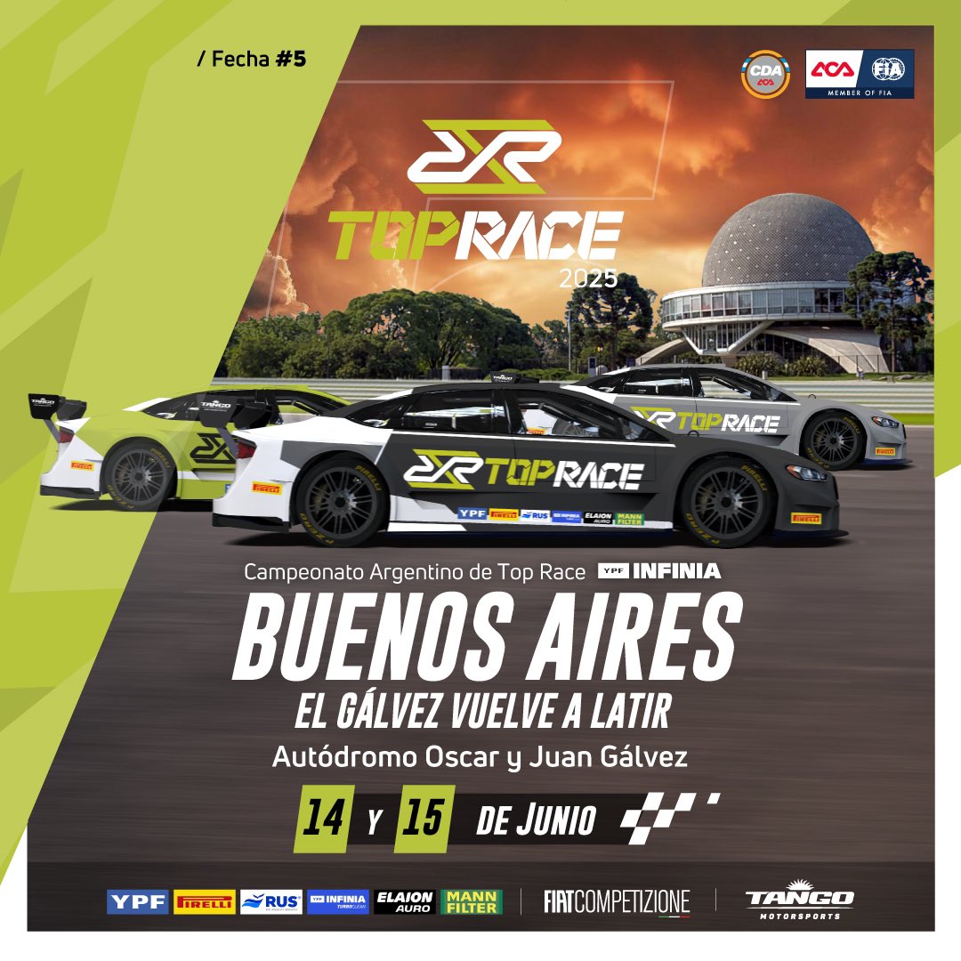 🔥 ¡Ya están a la venta las entradas, el TOP RACE llega a la Ciudad de la Furia!🔥 

📍 Buenos Aires | 🗓️ 14 y 15 de Junio
Dos días imperdibles, los autos más potentes, sorpresas y mucho mas. 

🎫 ¡Conseguí tu entrada en EntradaUno.Com ! 

➡️ t.ly/eKMLt