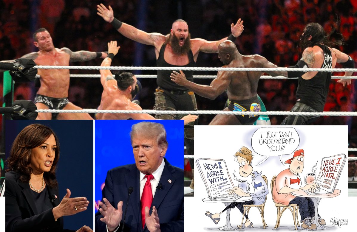 d_Vick12's tweet image. Remember when everybody realized that pro wrestling was staged but they kept watching anyway? That's where we're at with politics & media.
