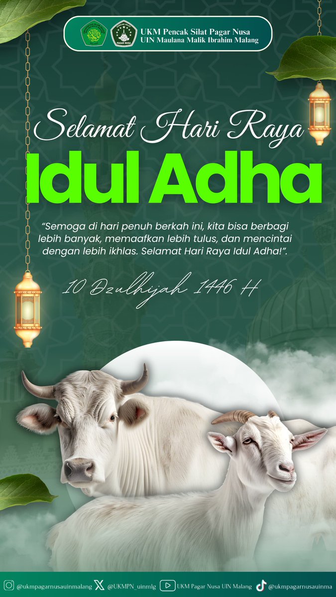 Kami keluarga Besar UKM Pencak Silat Pagar Nusa UIN Malang mengucapkan SELAMAT HARI RAYA IDUL ADHA 🙏