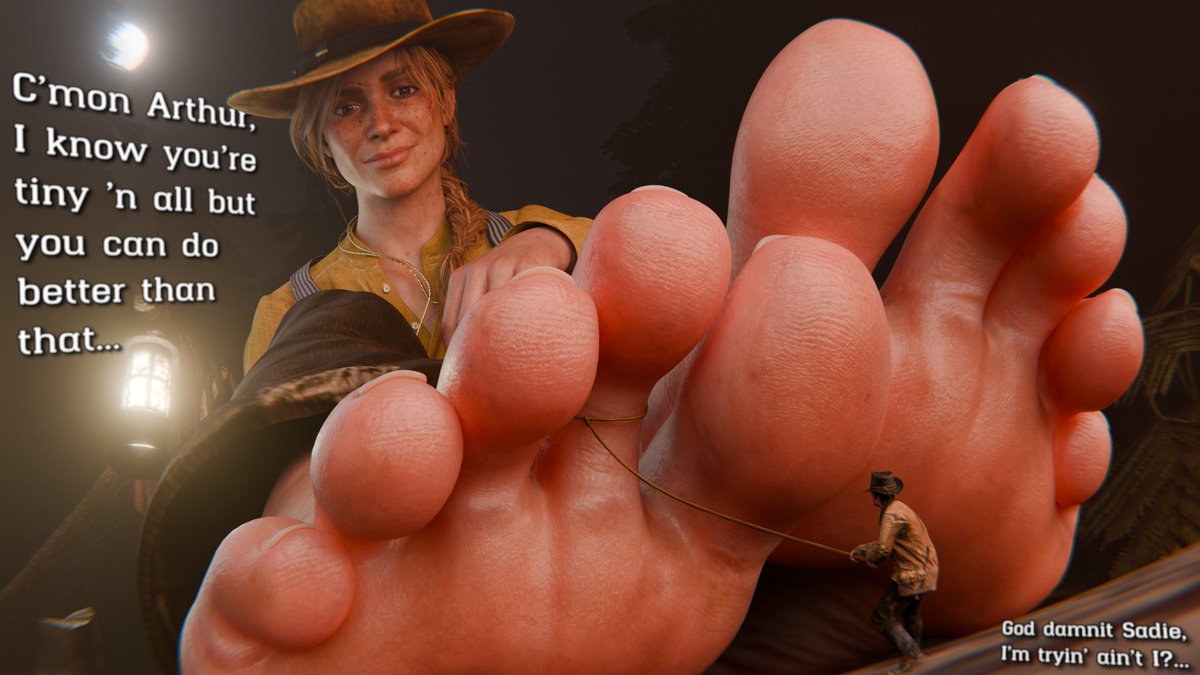 Toe Lasso:

A tiny cowboy has gotta learn to use a Lasso effectively, Sadie has just the idea...

#Giantess #SizeTwitter