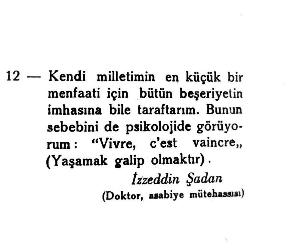 Freud'un Türk öğrencilerinden Doktor İzzeddin Şadan, Orhun dergisindeki bir anket sorusuna cevap veriyor.