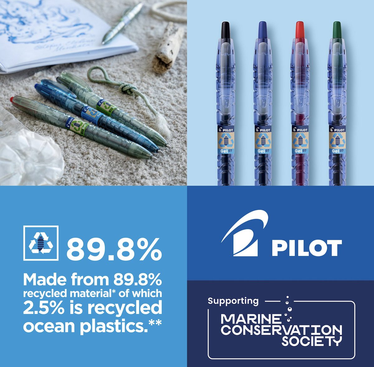 Today is World Oceans Day!

Pilot Pen UK will make a donation of 5p plus VAT from the sale of every Pilot Bottle 2 Pen Gel Ink Rollerball and Bottle 2 Pen Ecoball to the #MarineConservation Society!

See more: bit.ly/4mmOQ6V 

#WorldOceansDay
