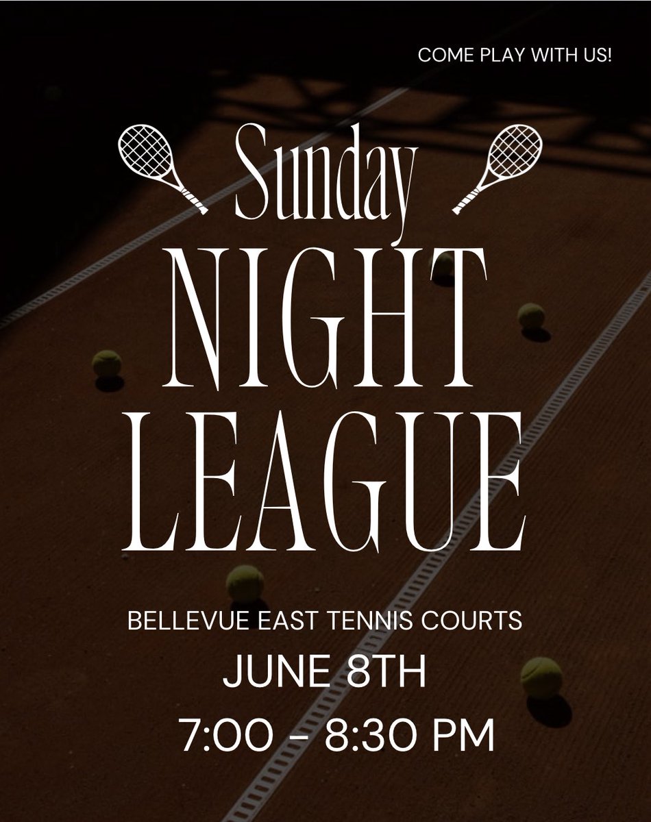 🎾SNL is BACK! 🎾

Sunday Night League starts TONIGHT! 
Courts will open up at 6:30 and play starts at 7:00!

Bring your racquet and your water bottle! 

<a href="/BEastAthletics_/">Bellevue East Athletics</a>