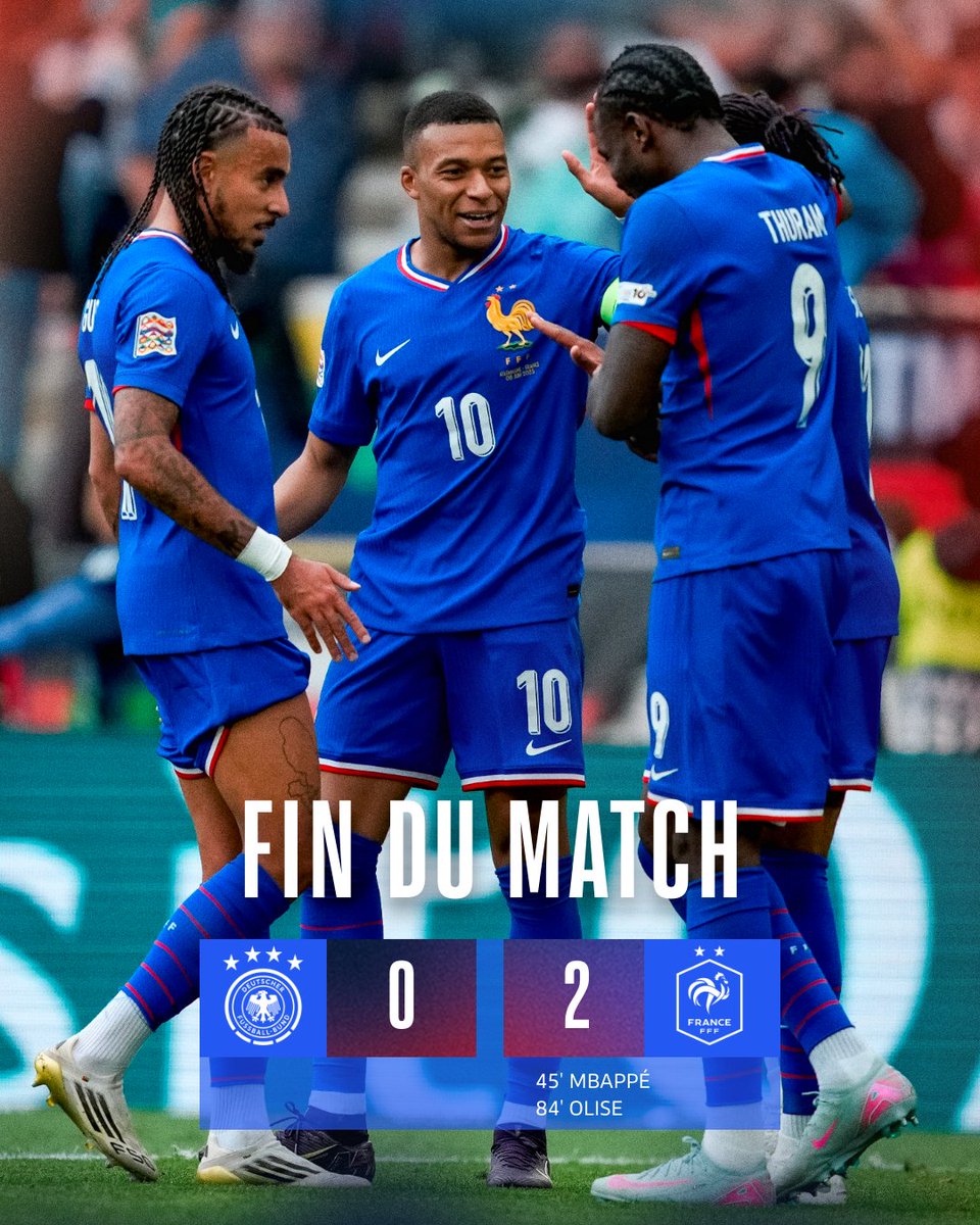 C’est terminé à Stuttgart 🔚
Nos Bleus s’imposent 2-0 et accrochent la troisième place de Ligue des Nations 🔥

🇩🇪0-2🇫🇷 l #ALLFRA l #FiersdetreBleus