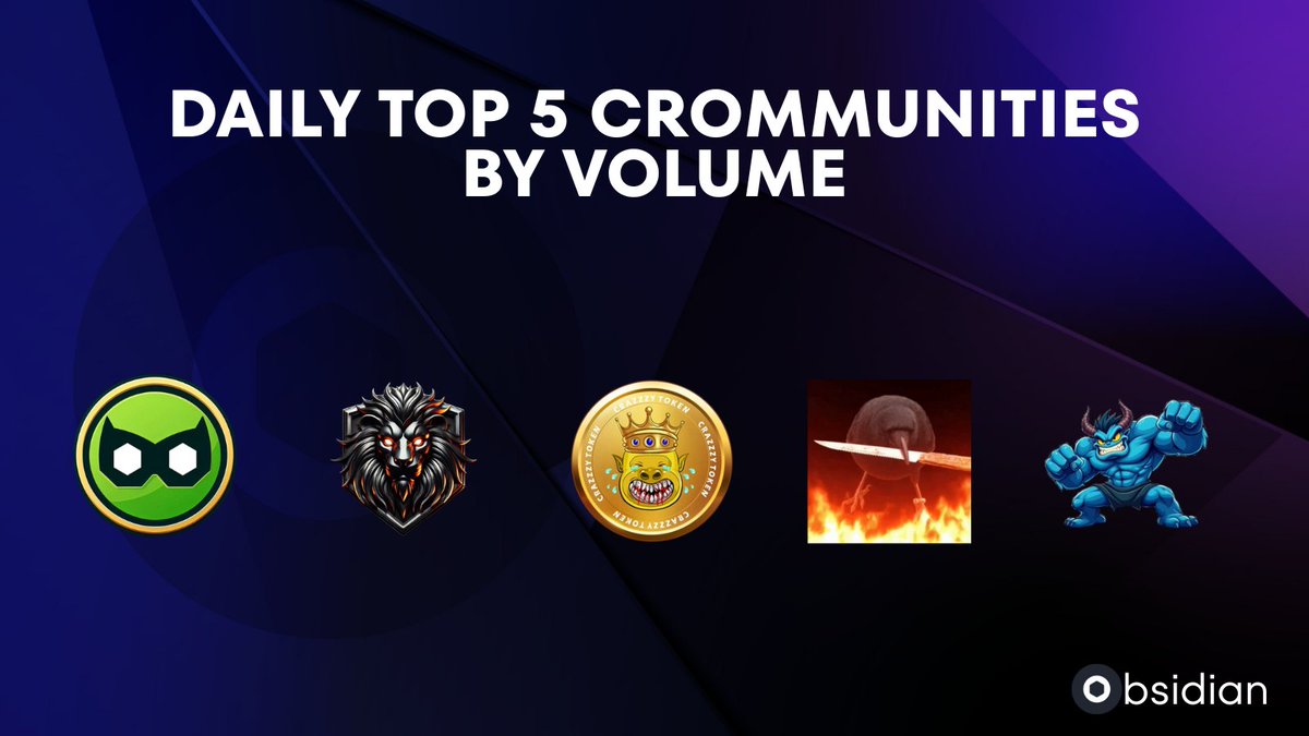 Obsidian Finance (@obsidianswap) on Twitter photo 🚀Today's Obsidian Top Crommunites by volume on
<a href="/cronos_chain/">Cronos</a>🏅
<a href="/RobinCronos/">Robin on Cronos</a> $ROBIN
<a href="/CronosLionel/">Lionel | Web3 NFT Lending & Borrowing</a> $LION
<a href="/CRY_Token/">$CRY aka Teardrop Terry</a> <a href="/CrazzzyMonsters/">Crazzzy Monsters | Gen2 on @Cryptocomnft |</a> $CRY
<a href="/CAW777onX/">CAW777onCro</a> $777
<a href="/Cronies4Cro/">Cronies on Cronos</a> $CRONIES
To qualify for our daily top 5 Crommunities set your project up at obsidian.finance/profile/assets 🚀Today's Obsidian Top Crommunites by volume on
<a href="/cronos_chain/">Cronos</a>🏅
<a href="/RobinCronos/">Robin on Cronos</a> $ROBIN
<a href="/CronosLionel/">Lionel | Web3 NFT Lending & Borrowing</a> $LION
<a href="/CRY_Token/">$CRY aka Teardrop Terry</a> <a href="/CrazzzyMonsters/">Crazzzy Monsters | Gen2 on @Cryptocomnft |</a> $CRY
<a href="/CAW777onX/">CAW777onCro</a> $777
<a href="/Cronies4Cro/">Cronies on Cronos</a> $CRONIES
To qualify for our daily top 5 Crommunities set your project up at obsidian.finance/profile/assets