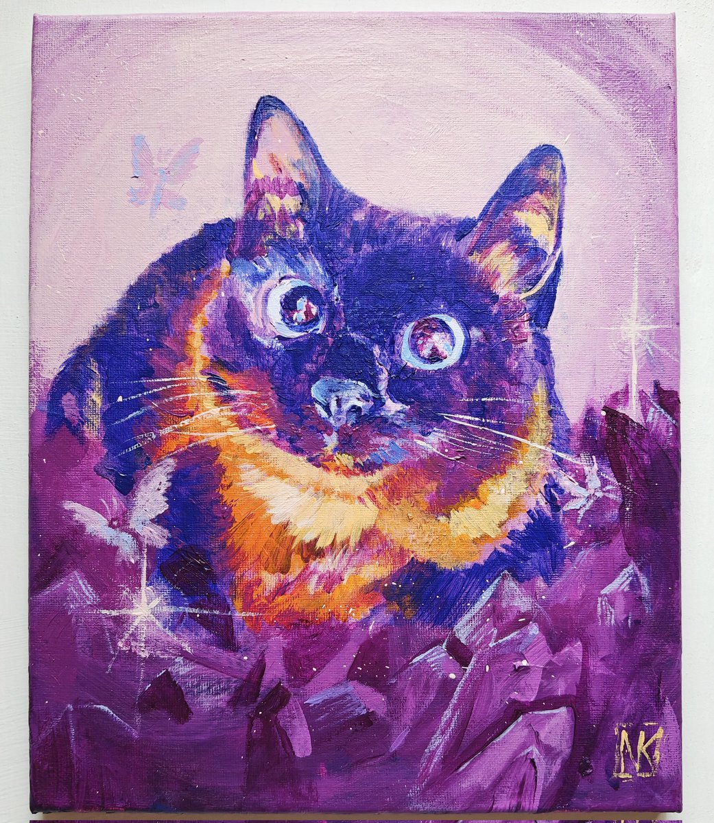 "Chasm Kitty" - acrylics on canvas 
#art #acrylics #cat