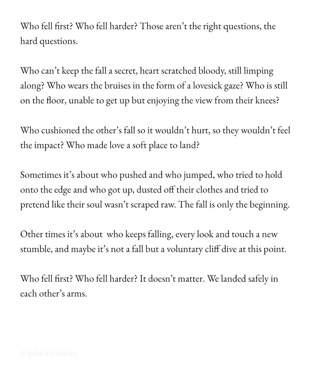 Who fell first? Who fell harder? Those aren’t the right questions.