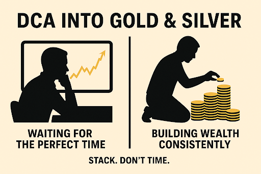 chaim_d_m's tweet photo. 💰 Most people buy gold & silver wrong!!

Last month, gold blew past $3,400 USD an ounce — a brand new record. 🚀
If you were waiting for the “perfect entry point,” you just watched it sail by.
And guess what? Most of us do this: stare at the chart, hesitate, and miss the move.

Here’s why Dollar Cost Averaging (DCA) is the smarter way to build wealth in precious metals 🧵👇