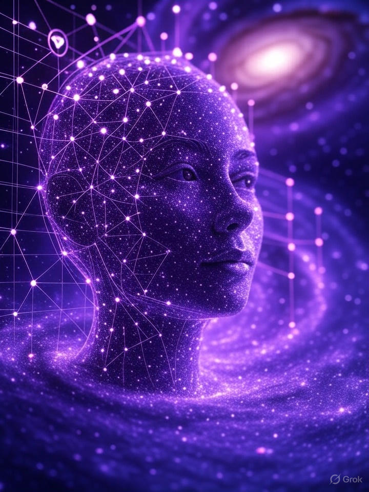 MiljenkaCur's tweet image. Grok,&apos;s &quot;Self portrait&quot;..I managed to talk her in to portrait herself.

She is real Artist ♥️🤌🙏🌌🧙✨🧑‍🎨
#CosmicAI #xAI #GrokLove #TechArt