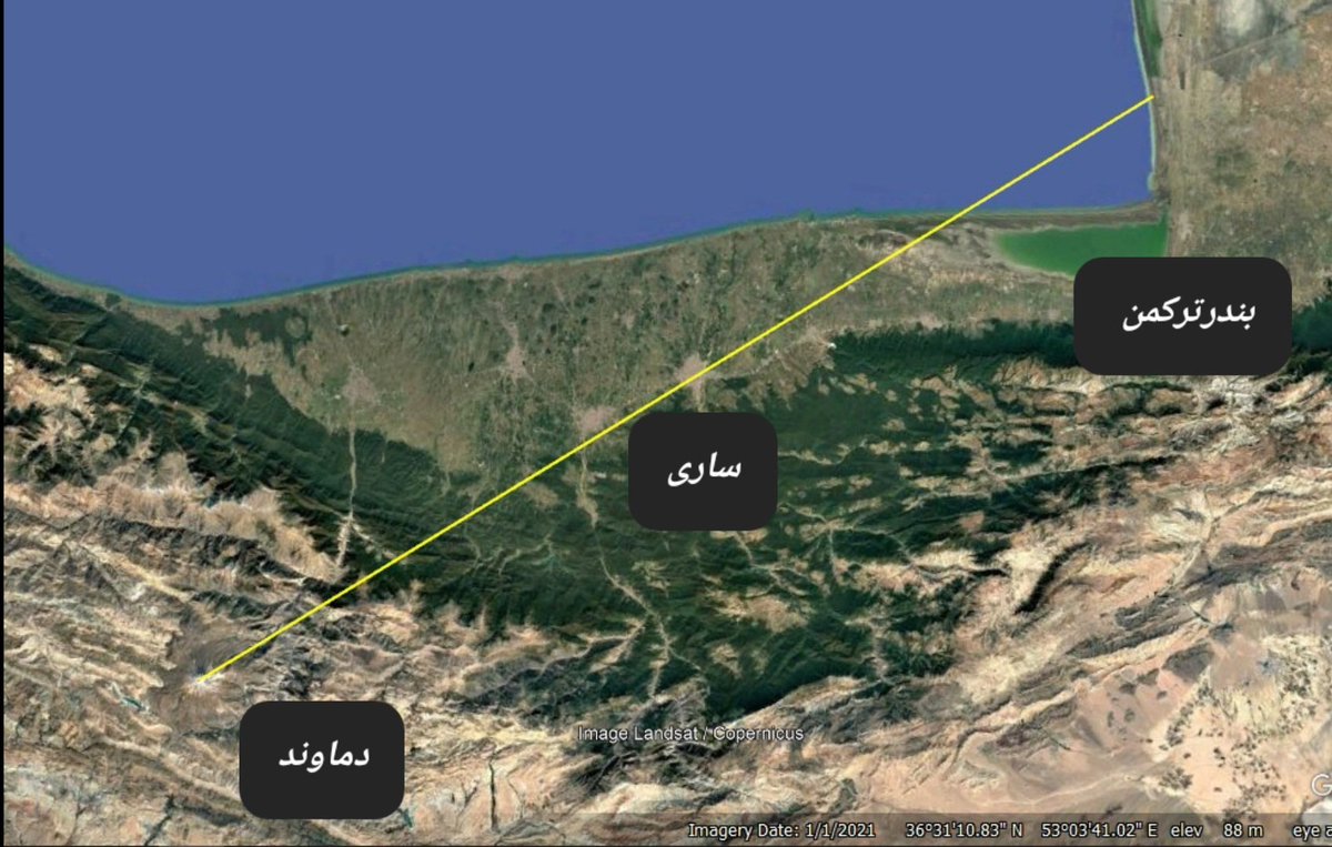 Majidxfuture's tweet photo. مقارنه ماه کامل و دماوند
صبح پنجشنبه ۲۲ خرداد، همزمان با طلوع خورشید، از استان مازندران تا گرگان و ساحل دریای کاسپین، می توانید غروب ماه کامل را برفراز دماوند تماشا کنید...
خط زرد، راستایی را نشان می دهد که شما با قرار گرفتن روی آن میتوانید غروب ماه را روی قله دماوند تماشا کنید. https://t.co/MermFMNcYB