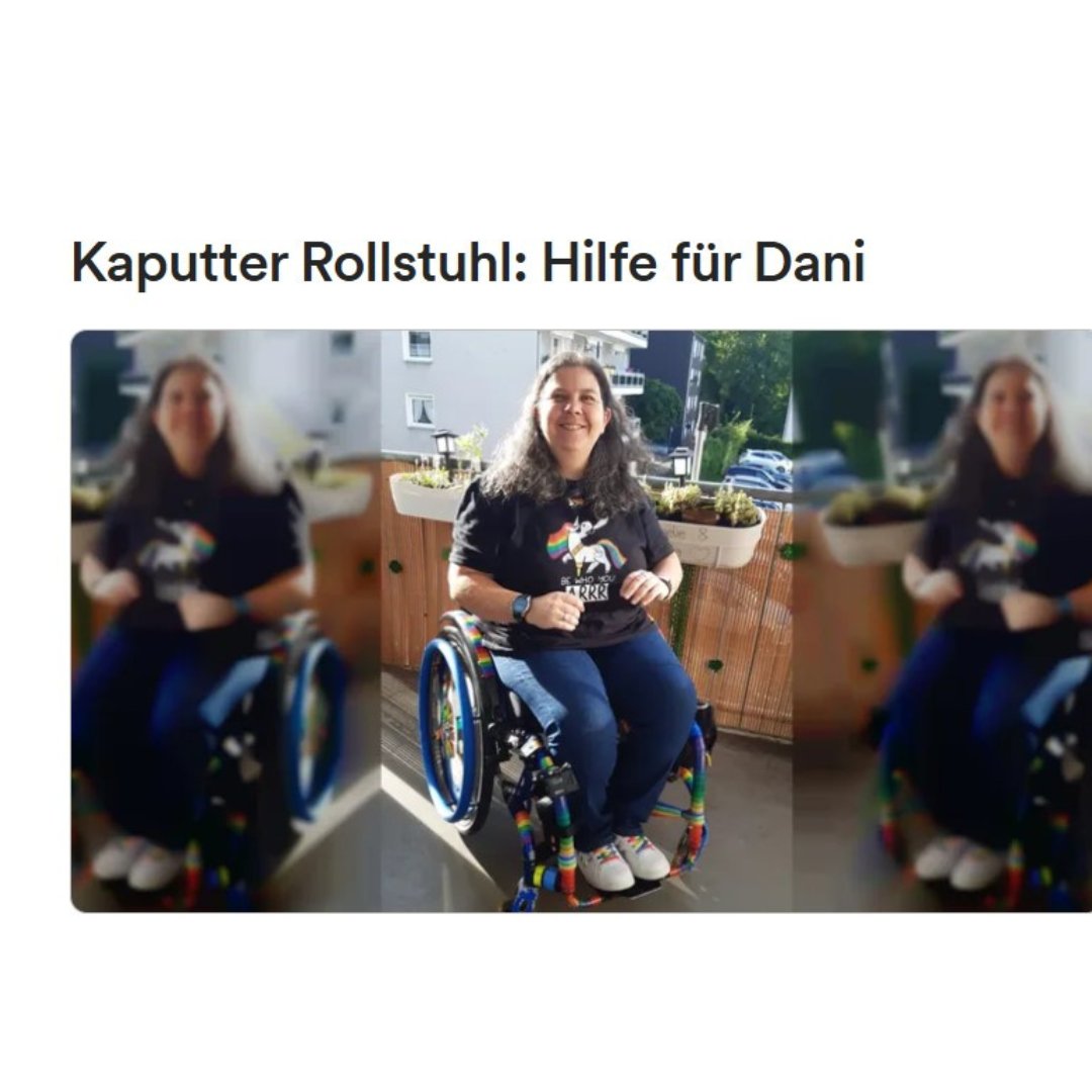 Sexabled (@sexabled_lily) on Twitter photo 1/5
Rollstuhl für Dani ( <a href="/audifono81/">La Que Tira Con Turrón</a>) wir brauchen deine Hilfe!
Dani lebt mit einer seltenen Nervenkrankheit und ist auf einen Rollstuhl angewiesen.
Ihr aktueller Rollstuhl ist 17 Jahre alt, gebraucht gekauft – und jetzt am Rahmen gebrochen. Eine Reparatur ist nicht mehr möglich. 1/5
Rollstuhl für Dani ( <a href="/audifono81/">La Que Tira Con Turrón</a>) wir brauchen deine Hilfe!
Dani lebt mit einer seltenen Nervenkrankheit und ist auf einen Rollstuhl angewiesen.
Ihr aktueller Rollstuhl ist 17 Jahre alt, gebraucht gekauft – und jetzt am Rahmen gebrochen. Eine Reparatur ist nicht mehr möglich.
